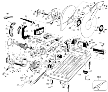 Page A Diagram and Parts List for 2730 Type 1 Black and Decker Chop Saw